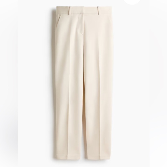 H&M NWOT Women's Cream Tailored Straight-Leg Pants, Size 14 - Picture 2 of 10